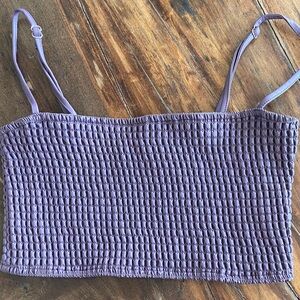 Smocked Lavender Crop Tank with Adjustable Straps